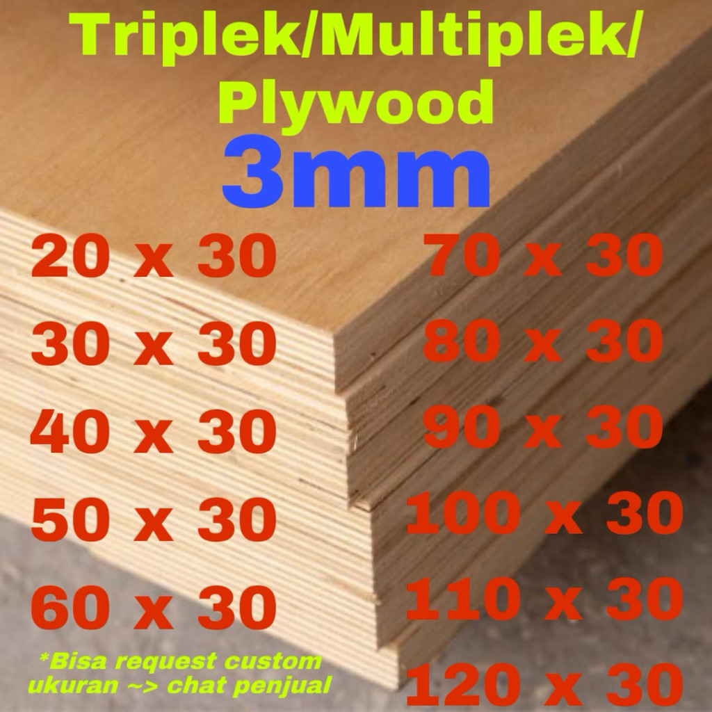 Triplek Multiplek 3mm Ukuran Presisi