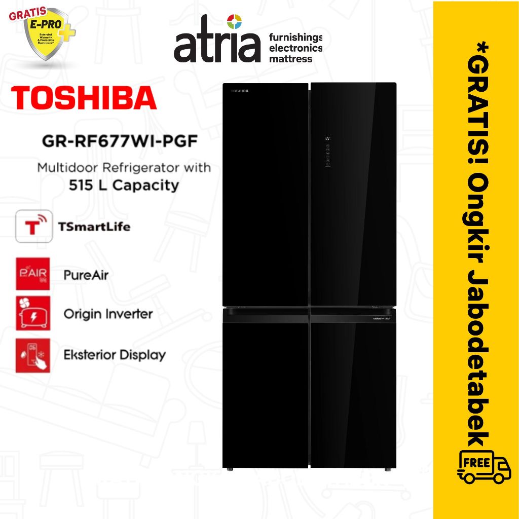 TOSHIBA GR-RF677WI-PGF(22)  REFRIGERATOR BLACK GLASS