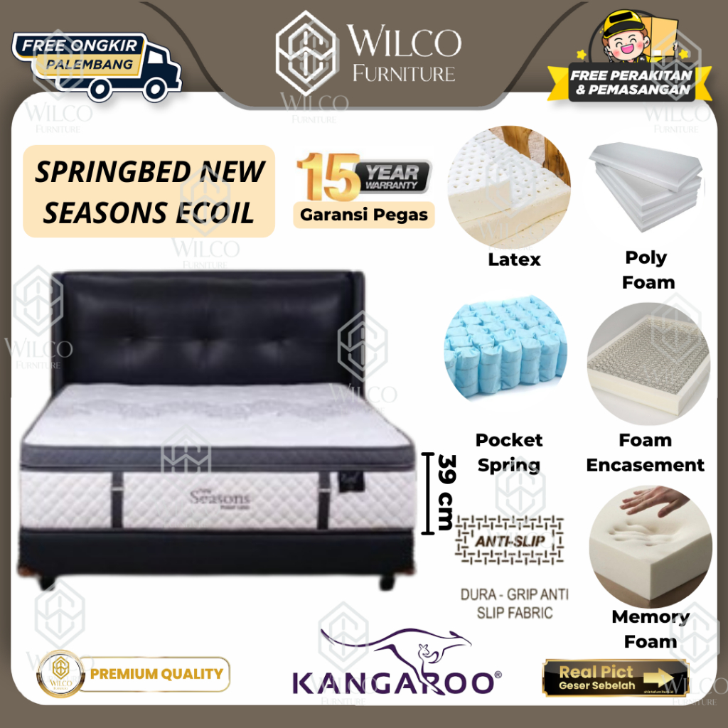Springbed New Seasons Ecoil by Kangaroo | Kasur Matras Pocket Latex Kangaroo Ecoil