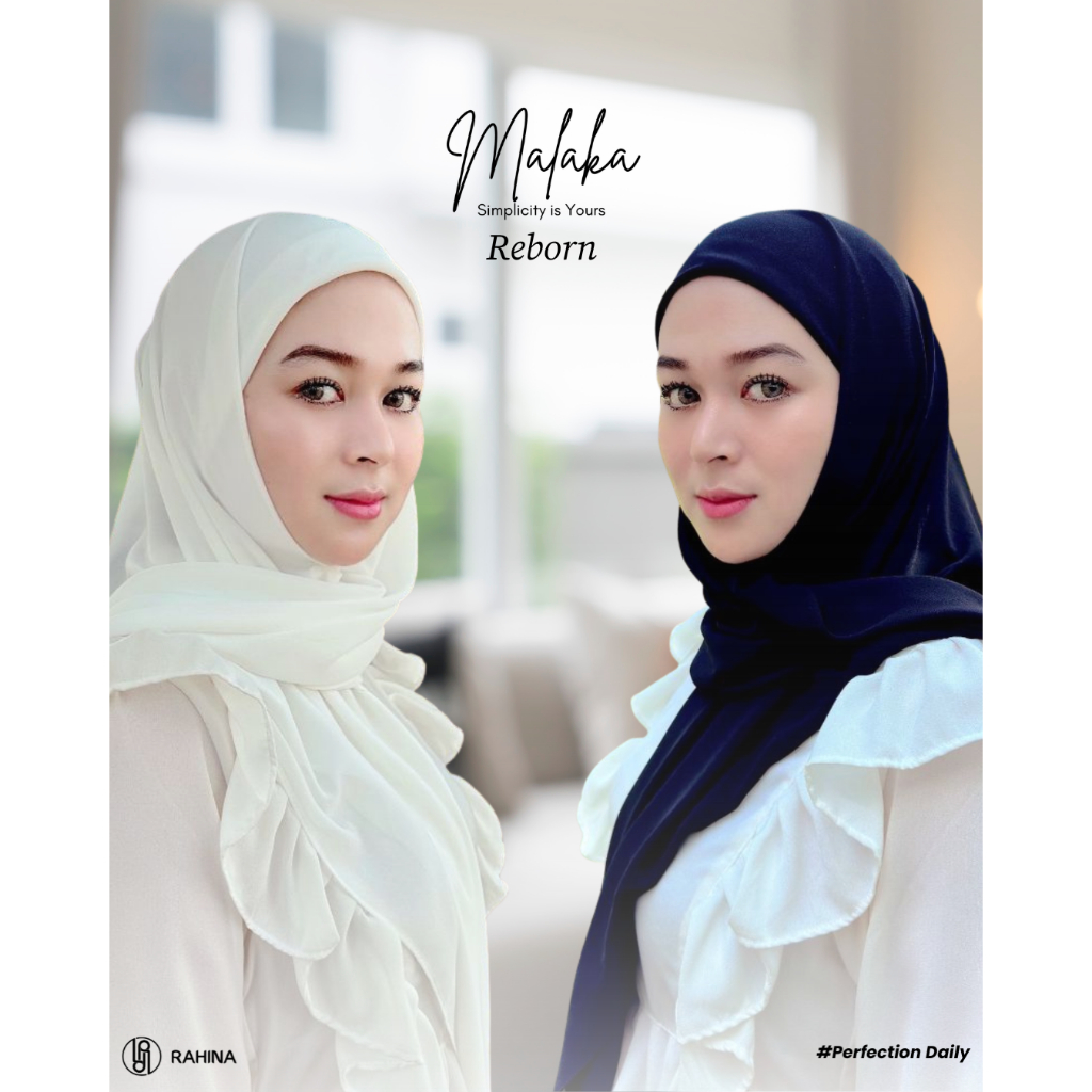 Rahina Malaka segiempat tali instan ceruty babydooll dua layer hijab melayu