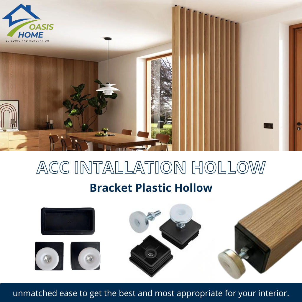 OASIS HOME - Bracket Instalasi Hollow Partisi PVC | Kisi-Kisi Ruangan Sekat Ruang Minimalis WPC Adju