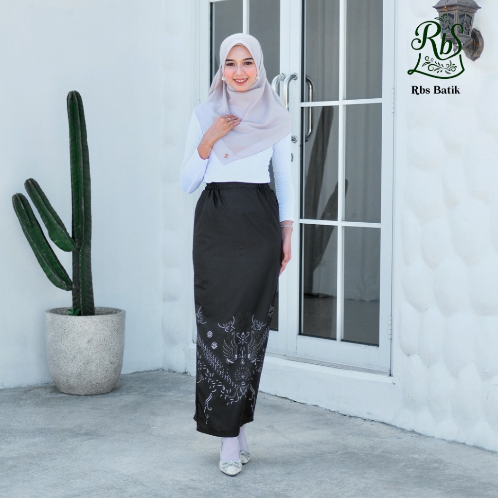 RBS Batik - Rok Batik Wanita Drupada Slimfit Warna Hitam