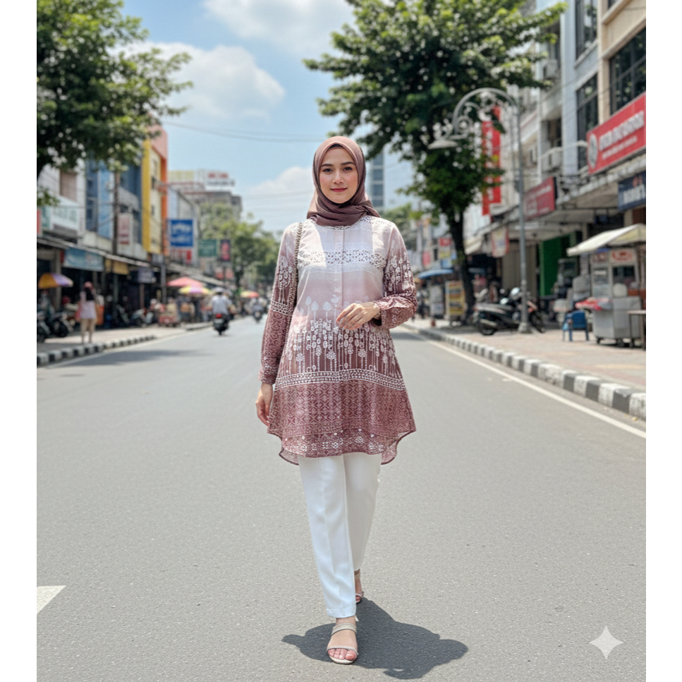 REAL PICT blouse tunik katun motif etnik terbaru premium Annanina NMR by Namira