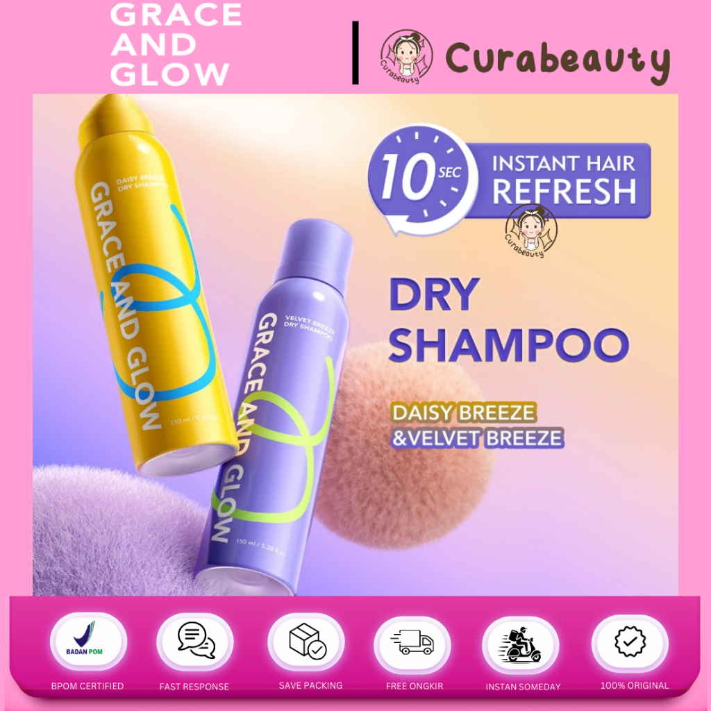 CURABEAUTY MANADO GRACE AND GLOW DRY SHAMPOO - DAISY BREEZE & VELVET BREEZE 150ml