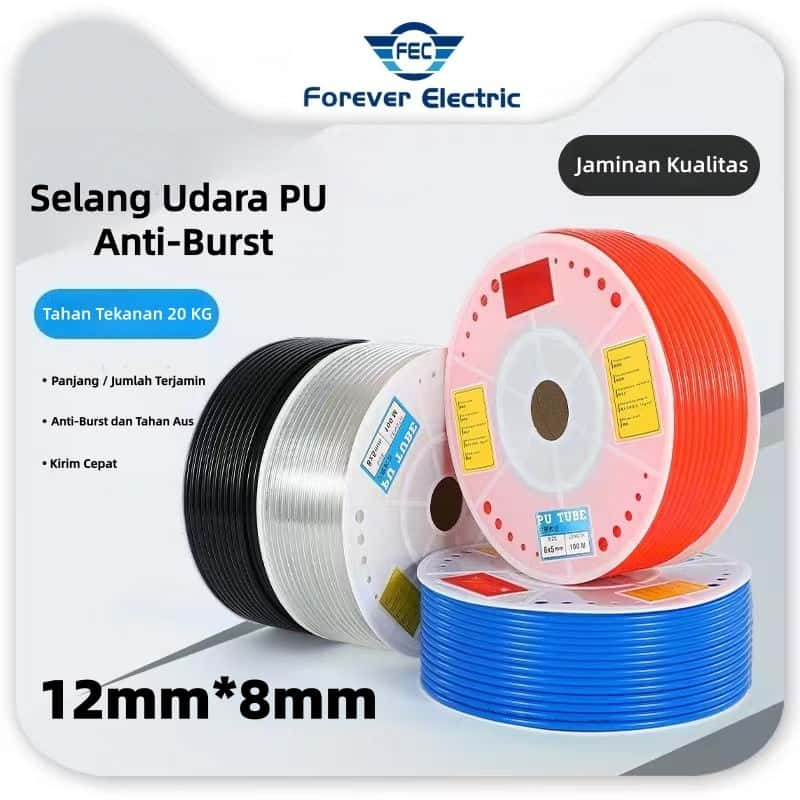 SELANG PU 12MMX8MM/100M  HOSE/SELANG ANGIN PNEUMATIC/SELANG POLYURETHANE PER METER (PU)