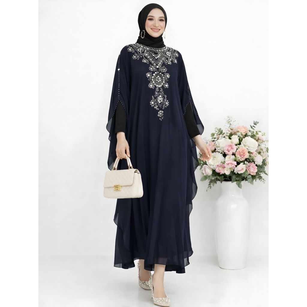 SALE Kaftan Maharani Muslimah Jumbo Bordir Mewah Dress Pesta Elegan Wanita Hijab Modern Zh