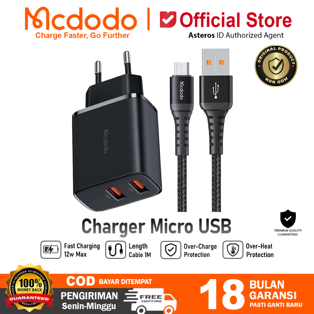 MCDODO Charger Micro USB For Realme Vivo Mi Infinix Fast Charing 10w 15w 18w Max