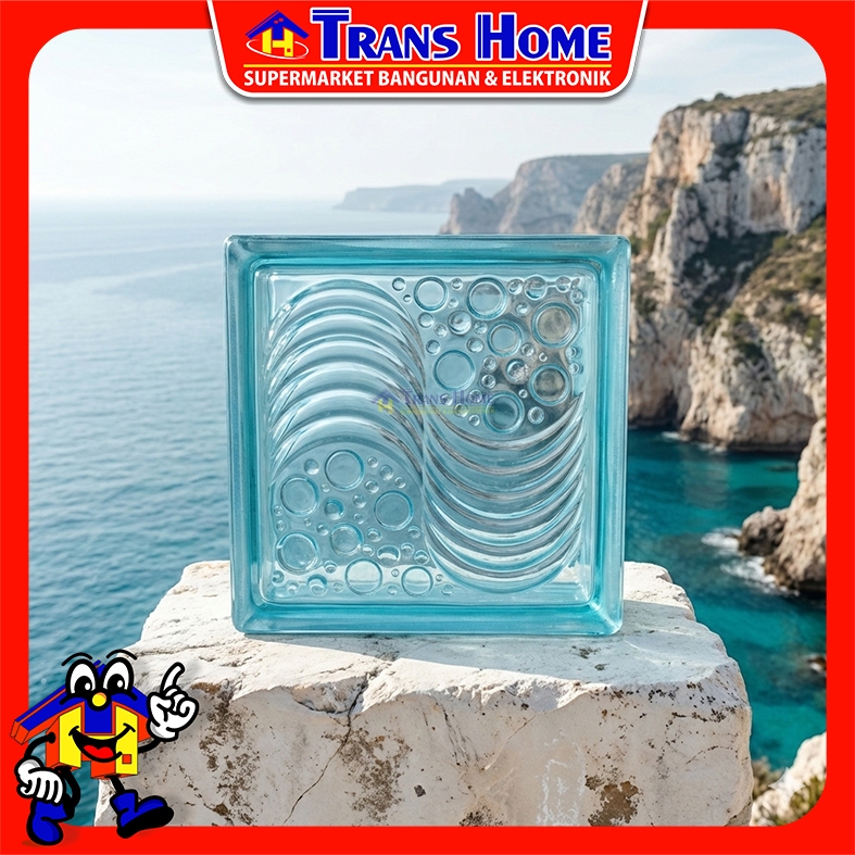 Glass Block Mulia Ocean View Light Blue 95MM – Kaca Warna Desain Elegan untuk Interior Eksterior (MU