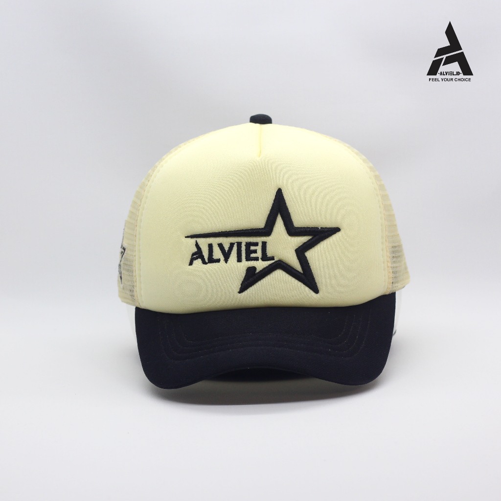 Elghazi X Alviel - Trucker Hat Cream Black Pria Wanita Dewasa