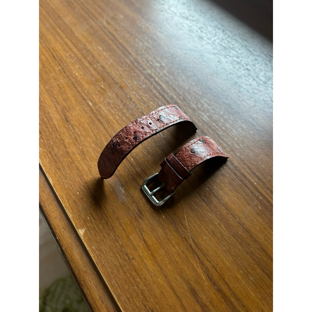Ostrich brown leather strap 23 mm