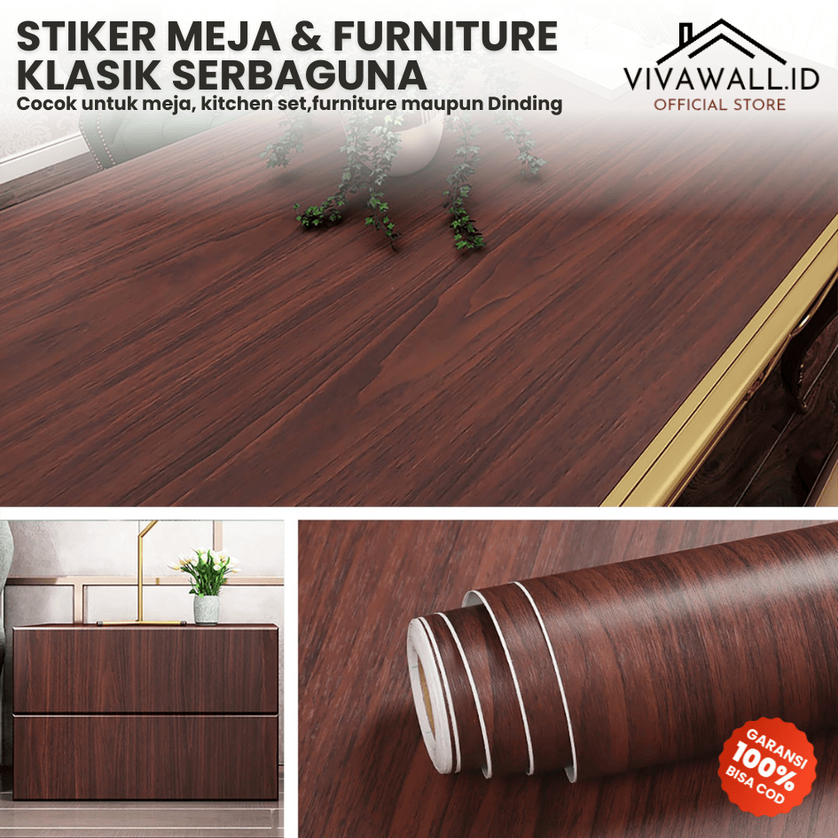 Wallpaper Stiker Serat Kayu Dinding Lemari Pintu Doff (Tidak Glossy) Kusen Meja Kursi Kerajinan Pela