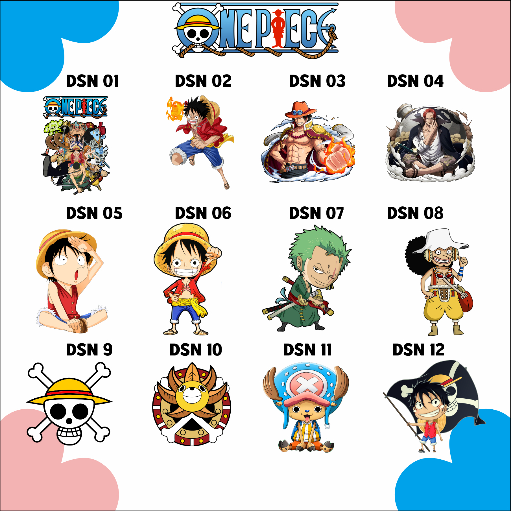 ONE PIECE STIKER SABLON SETRIKA DTF