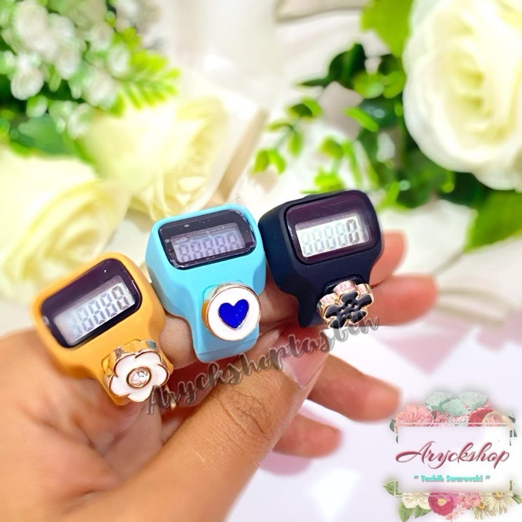 ARYCKSHOP Led Mini Tombol Hias Cantik Cincin Dzikir Viral Tasbih Digital Tasbeh cincin zikir Blink B
