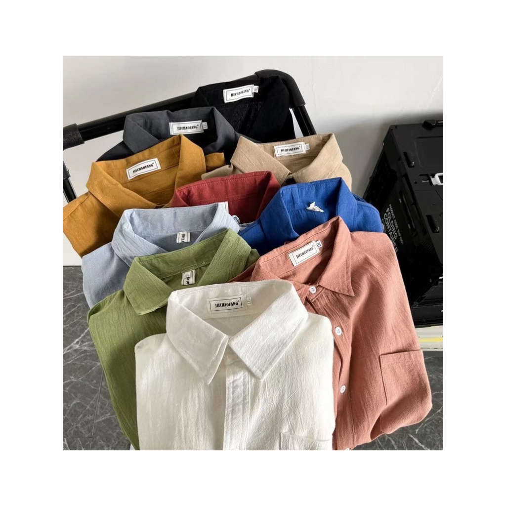 Kemeja Linen Oversize Pria Korea Style | Lengan Panjang | Nyaman & Stylish | Baju Kemeja Cowok Terba