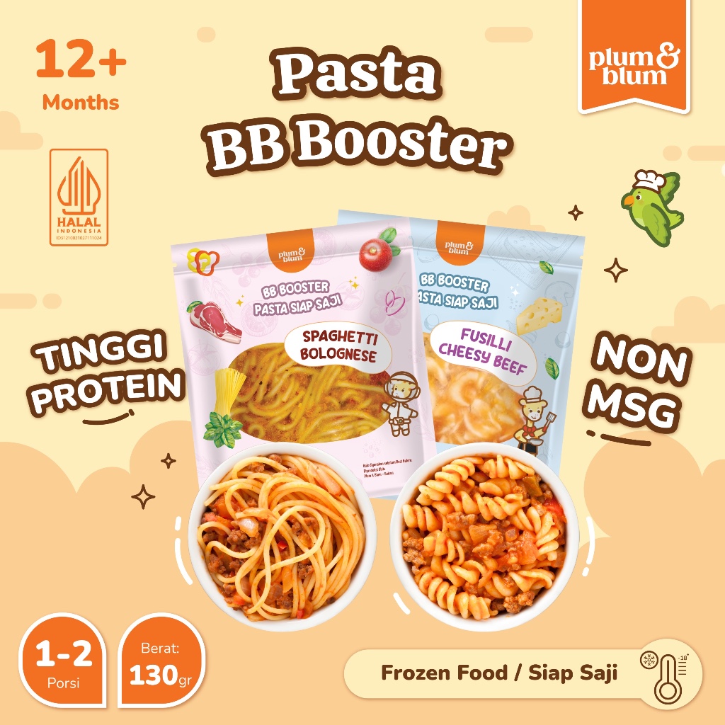 Plum & Blum Baby Pasta Mac & Cheese Bolognese BB Booster Siap Santap No MSG - 1 Pouch