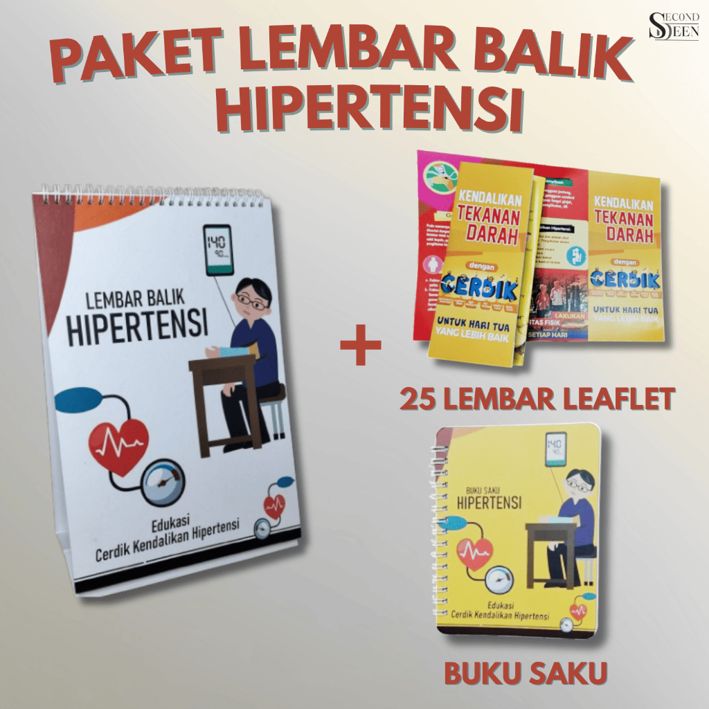 Paket Lembar Balik Hipertensi | Buku Saku & Leaflet Hipertensi | Media Edukasi Kesehatan Lansia