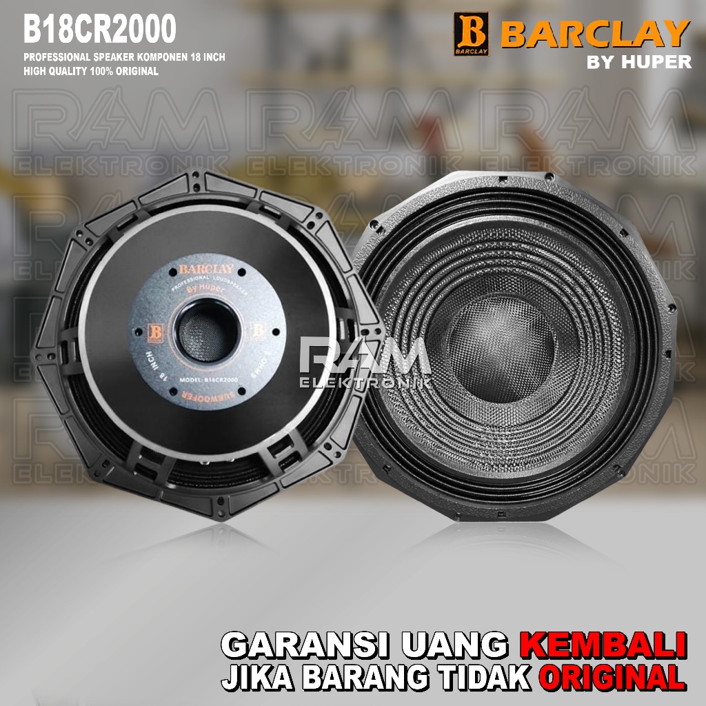 Komponen Speaker 18 Inch BARCLAY B18CR2000 | B18 CR2000 CARBON Coil 5.5 Inch Original