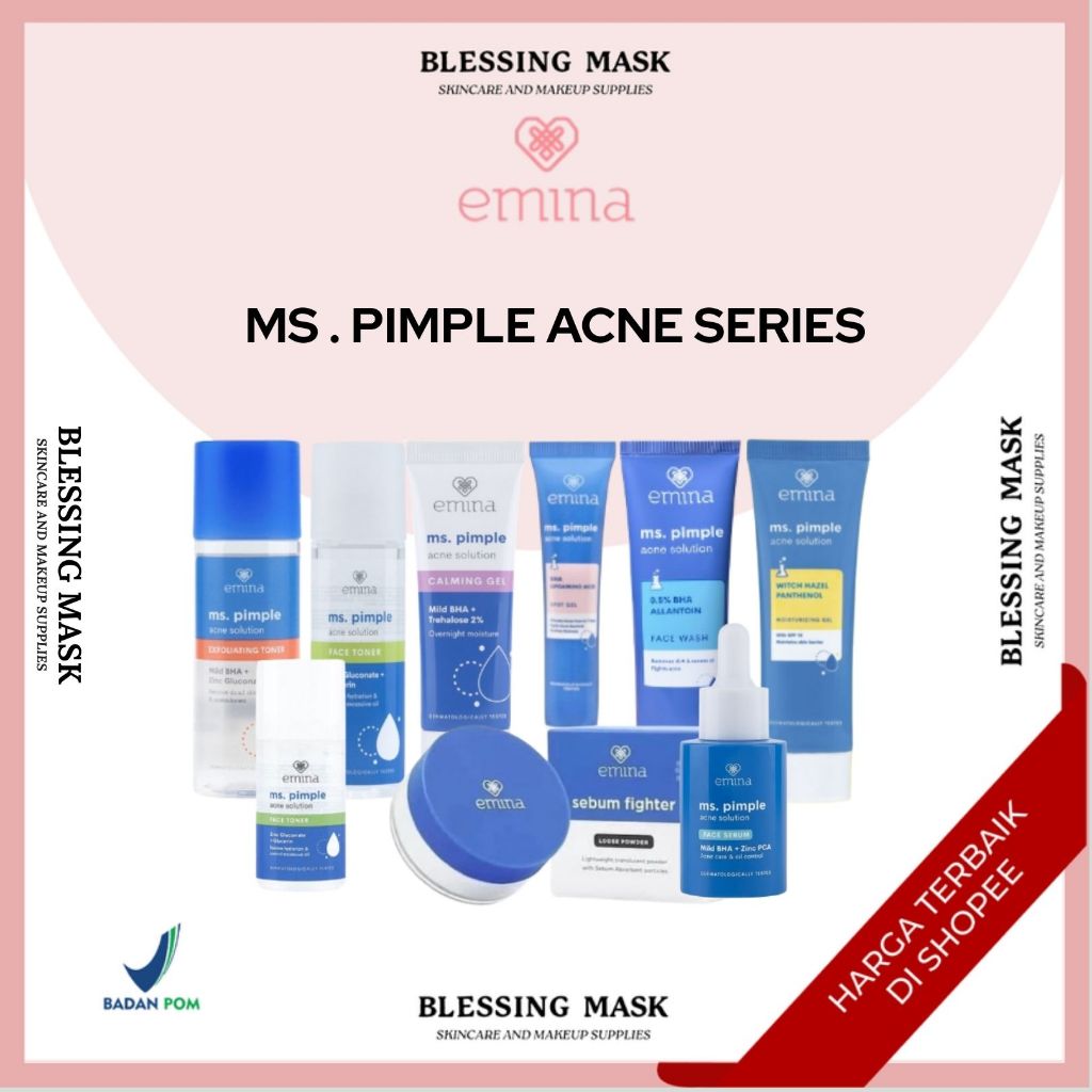 EMINA Ms. Pimple Acne Solution Series - Face Wash Toner Moisturizing Spot Gel Loose Powder Ms.Pimple