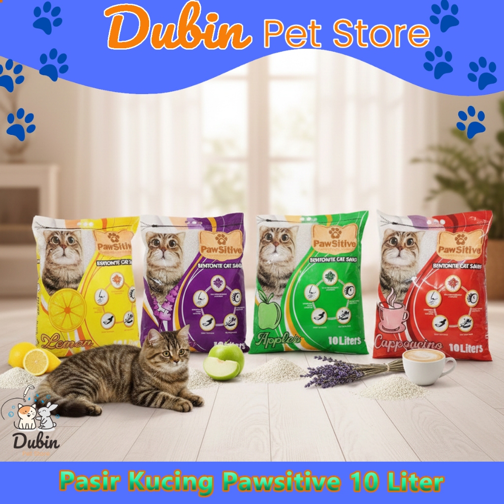 CARGO-Pasir Pawsitive 10 ltr - Pasir kucing pawsitive 10 liter - pasir kucing gumpal wangi 10Liter -
