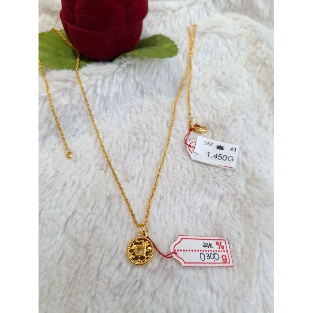 Liontin emas 24k uang koin cina