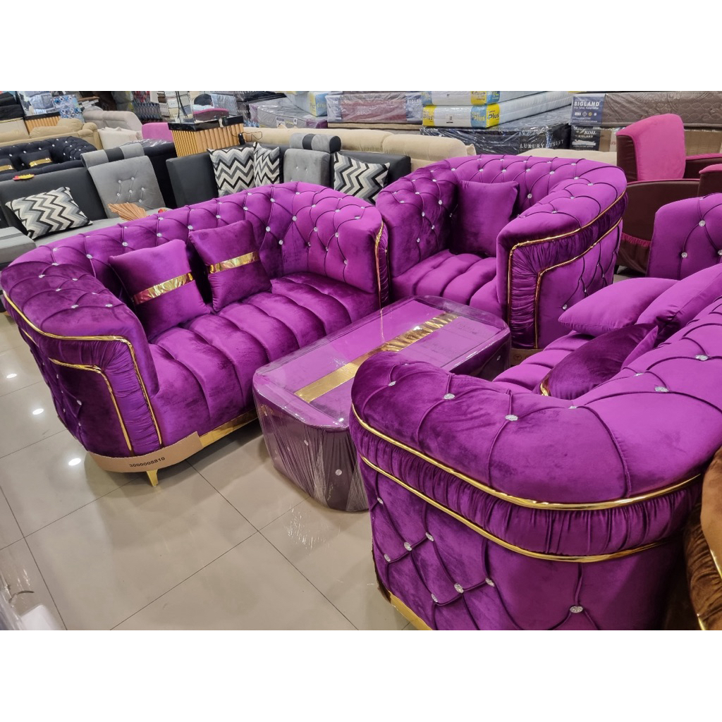 (GCC-FUR) Sofa Kancing 321 Sultan Turki + Meja Set Kursi Ruang Tamu Mewah Aesthetic Minimalis