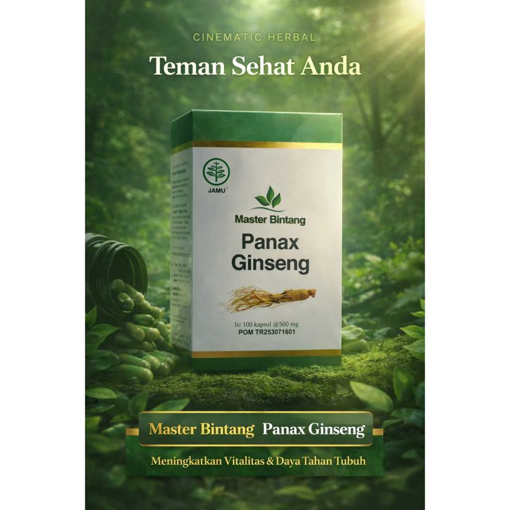 Kapsul Herbal Master Bintang Panax Ginseng BPOM – Stamina, Energi & Performa Pria