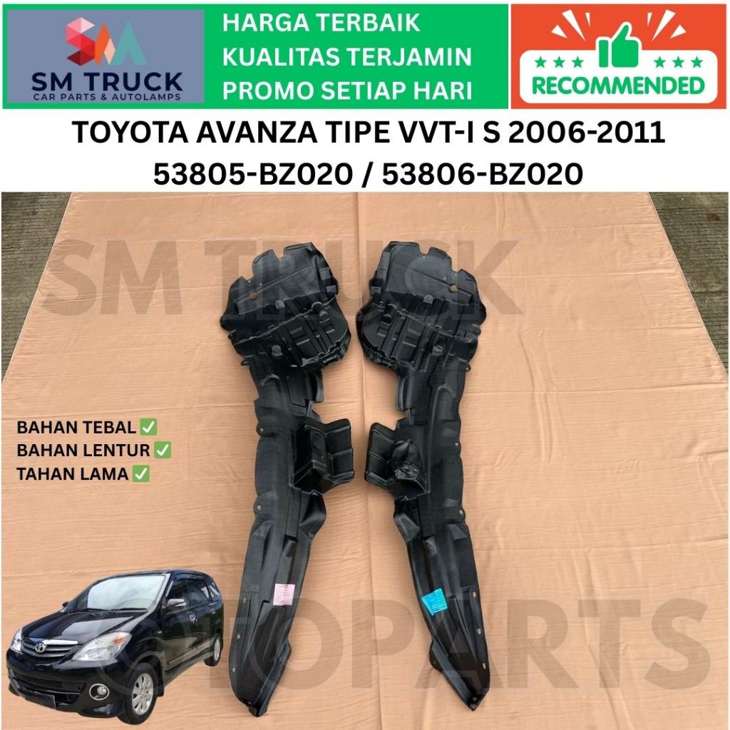 INNER LINER FENDER PLASTIK SPAKBOR AVANZA S XENIA SPORTY 2004 2005 2006 2007 2008 2009 2010 2011 DEP