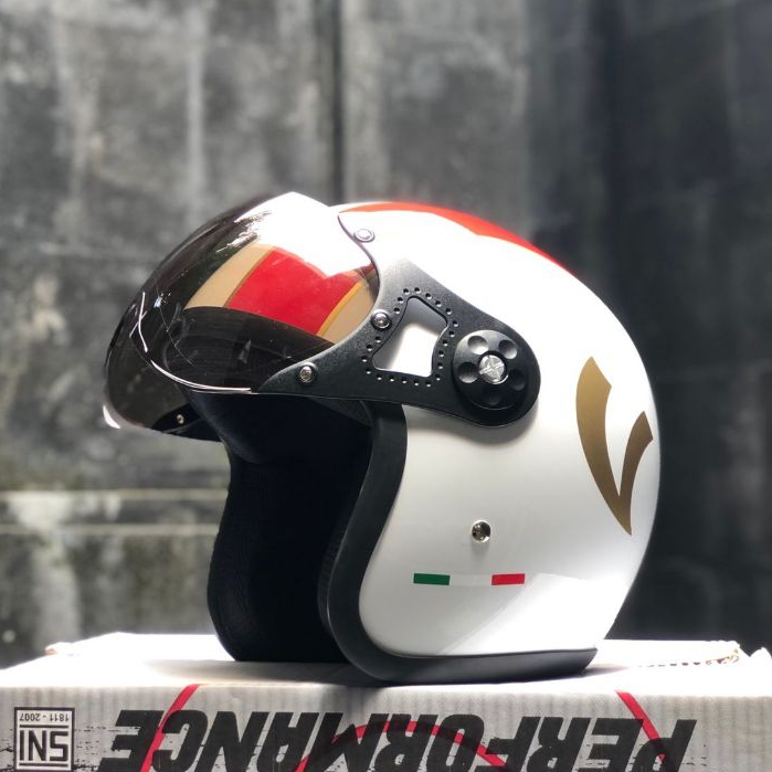 Helm Vespa Italy Putih + Visor