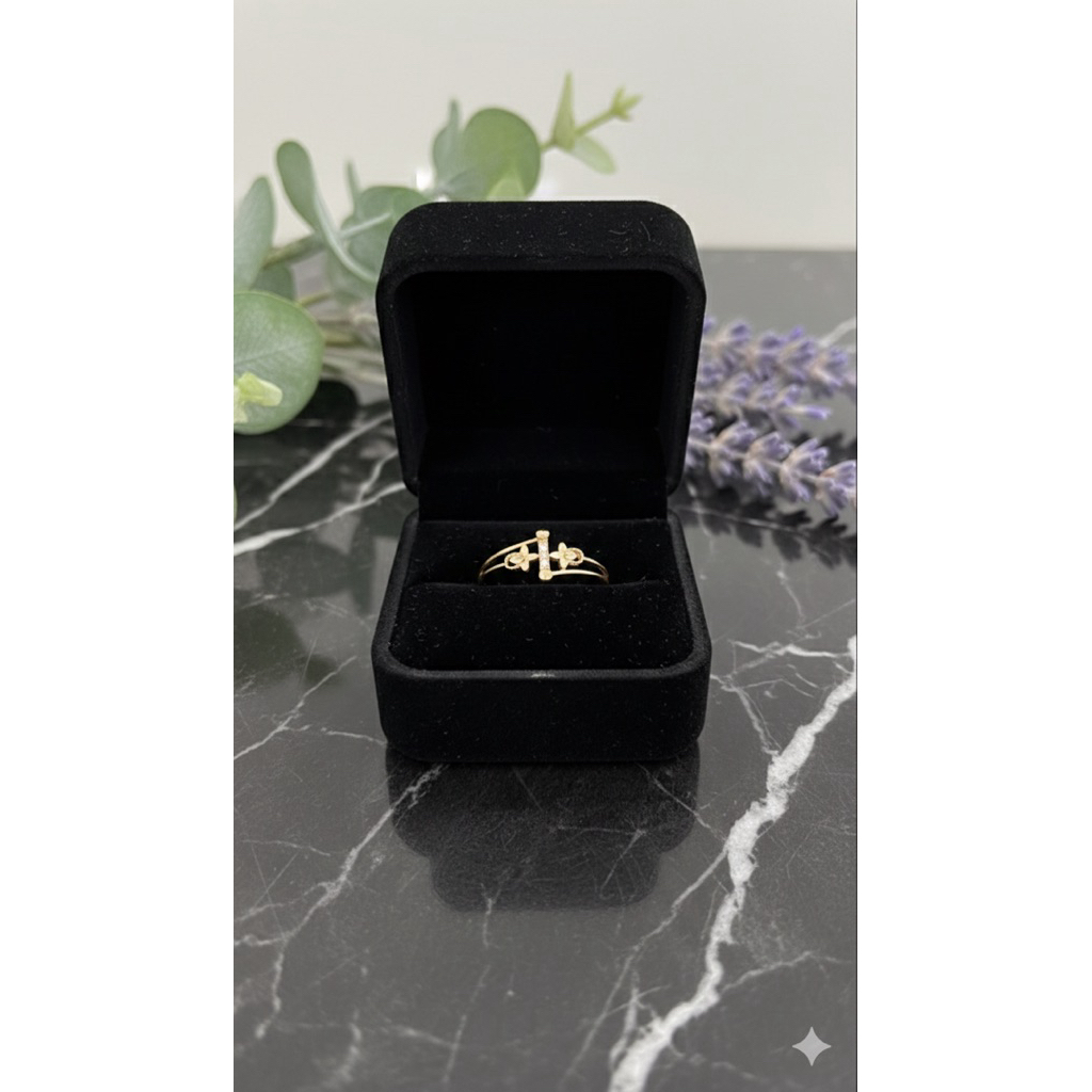 Cincin 2 bunga ukir mata tengah 6k Toko mas murni Kedungwaringin