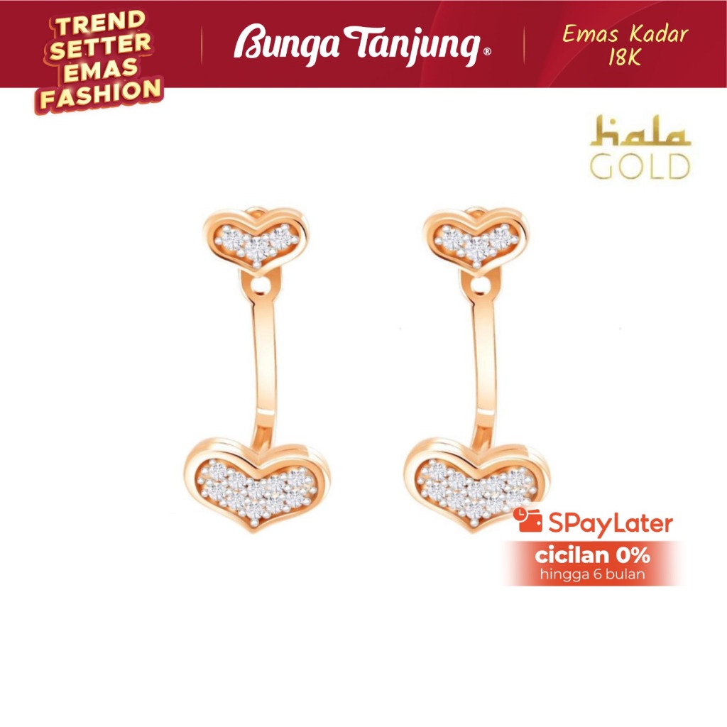 ANTING MAGNETICA HATI - HALA GOLD - EMAS 18K - BUNGA TANJUNG
