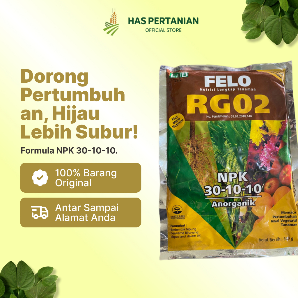 Felo RG 02 30-10-10 – Pupuk Larut Air dengan Hara Makro & Mikro Lengkap