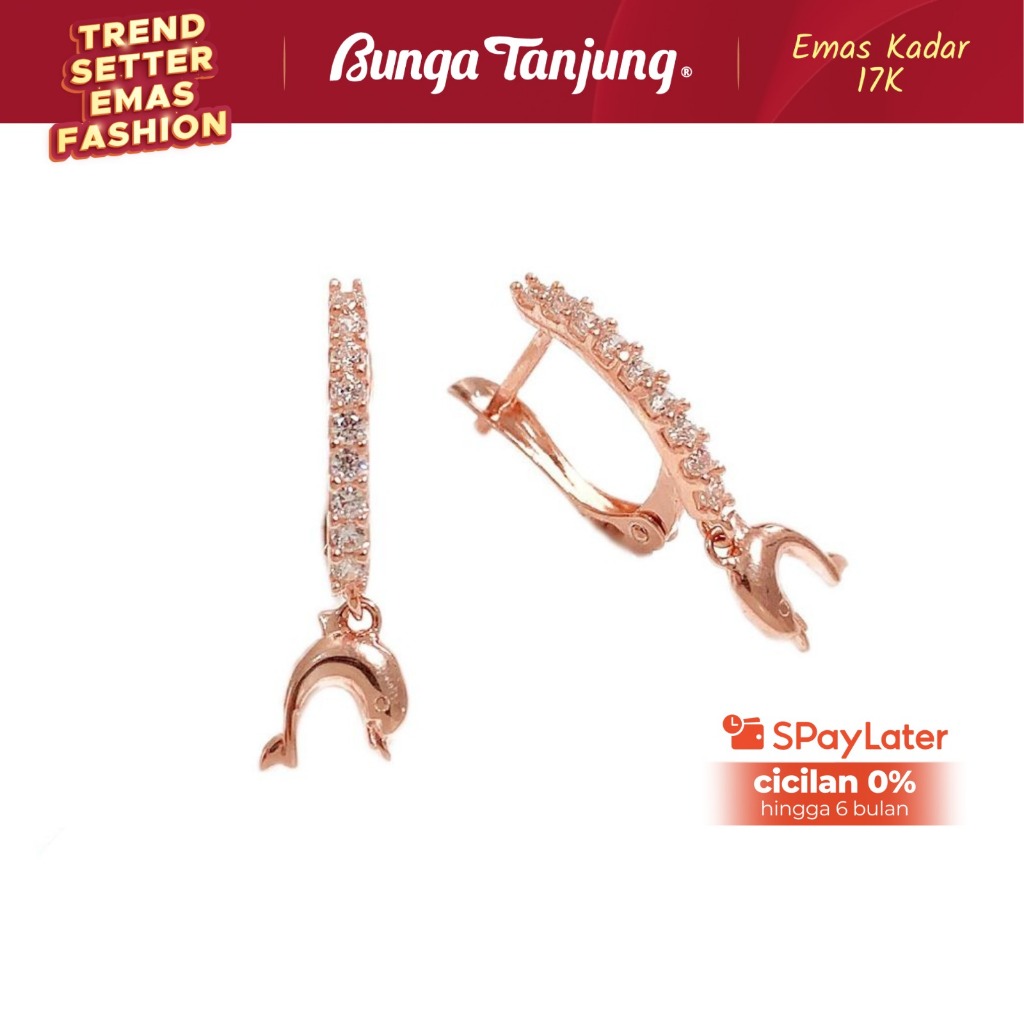 ANTING KLIP DOLPHIN - EMAS 17K - BUNGA TANJUNG GOLD