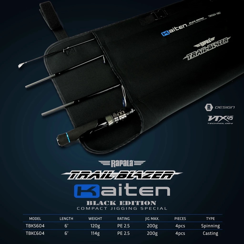 Joran Jigging Travel Rapala Trail Blazer Kaiten Black Edition - TBKC604 TBKS604 (Packing PVC)