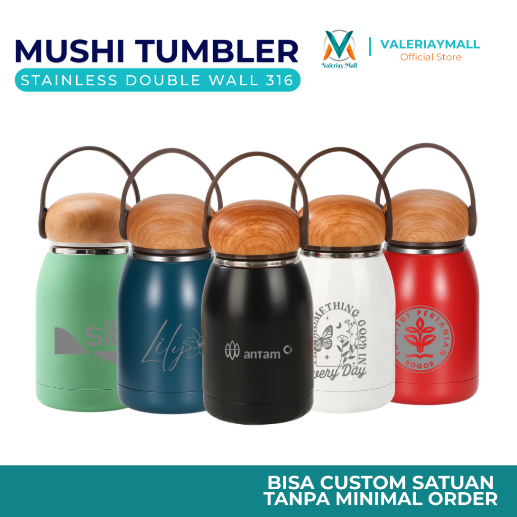 Tumbler Termos Mini Premium Stainless 330ml Custom Nama UV Print Corporate Logo Gambar Hampers Suven