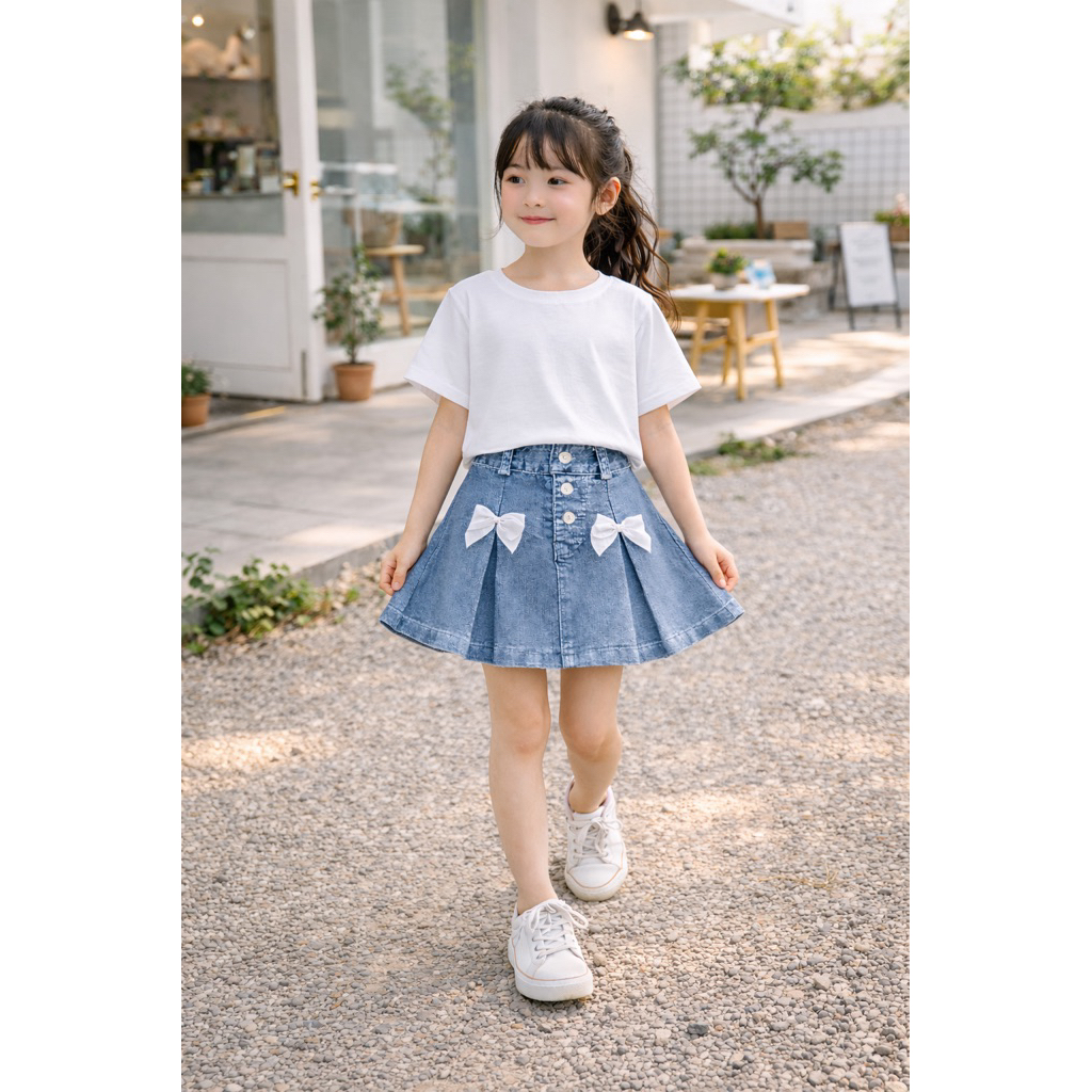 1-12tahun Rok Celana Anak Perempuan jeans Denim Pita Fashion OOTD Outfit anak Korea Kekinian