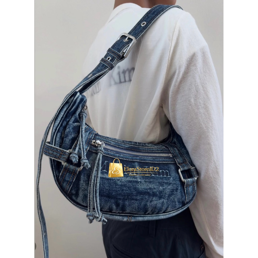 Matin Kim - Matin Washed Denim Hobo Bag in Blue