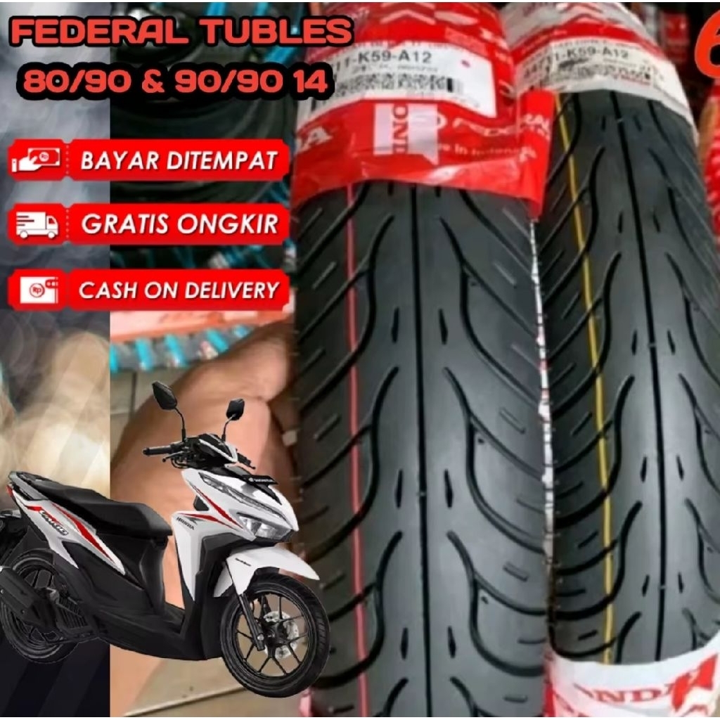 BAN FEDERAL TUBLES 80/90 90/90 14 MOTOR METIK