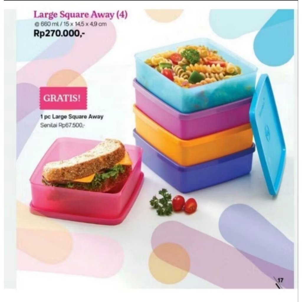 Large square away Tupperware Tempat Makan, Bontot Bekal