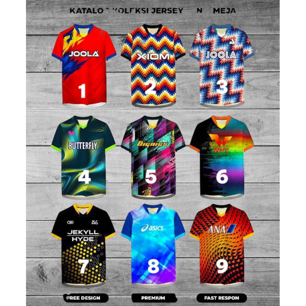kaos tenis meja, Jersey custom pingpong keren terlengkap