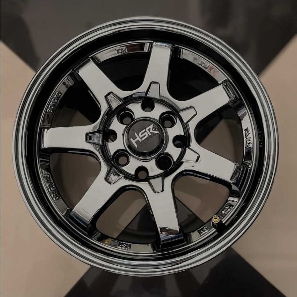 Velg Mobil Racing R15 Black Chrome Cocok Untuk Mobil Jazz| Mobilio| Xenia| Avanza| Livina| Wuling Co