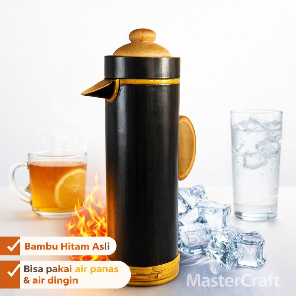 Teko Bambu Hitam Asli Premium | Teko Minum Tradisional Unik | Estetik Handmade