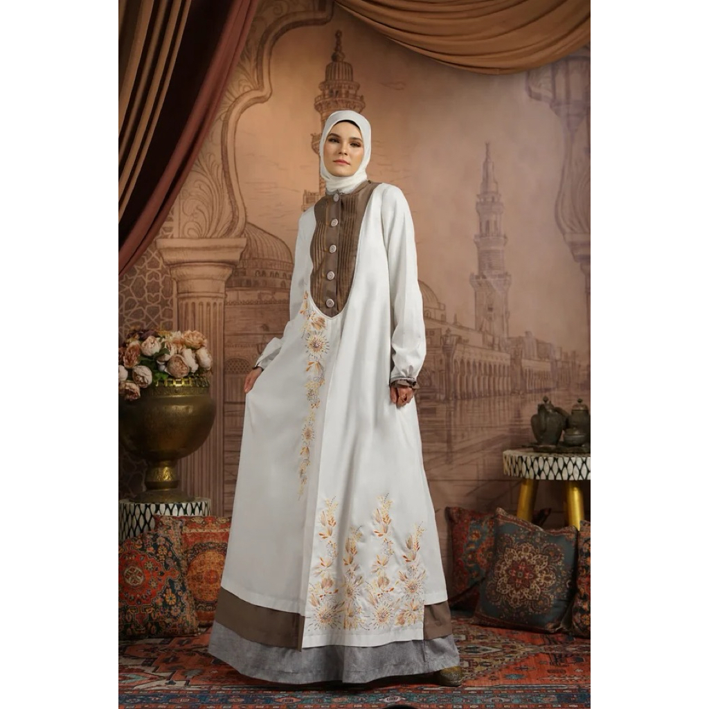 TUNEECA ABAYA QAMRA TH-0226001 (TUNEECA ROUHI ) ABAYA PUTIH SIMPEL ELEGANT PREMIUM ORIGINAL TUNEECA