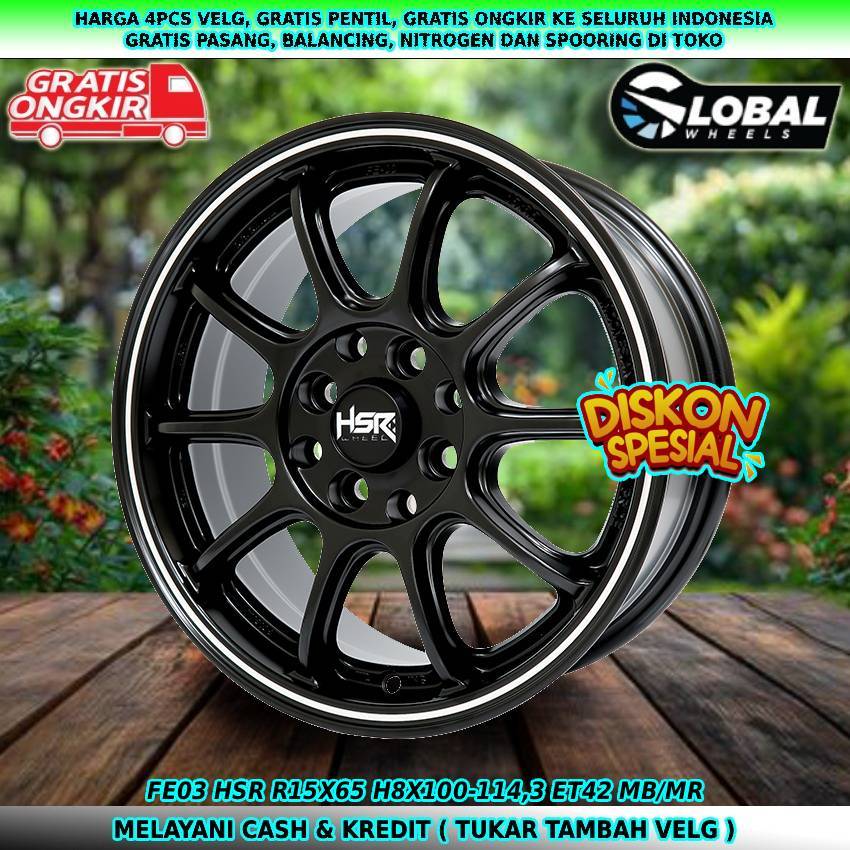 Velg R15 cocok untuk mobil March| Aerio| Baleno| Esteem| Ignis| Agya| dll velg hsr fe03 R15