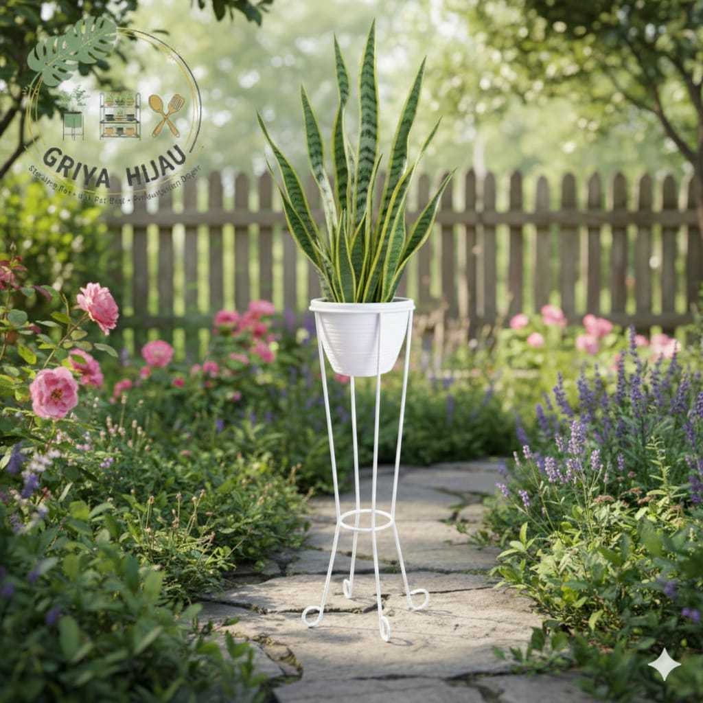 Tinggi 50 cm/Standing Pot Besi 20cm / Rak Tanaman Hias Estetik / Standing Planter Pot D:20CM