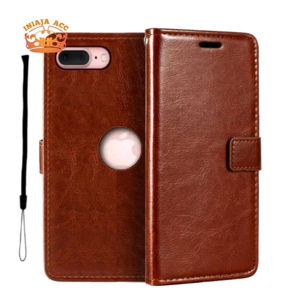 CASE IPHONE 8 PLUS LEATHER CASE SARUNG HP DOMPET KULIT FLIP COVER CASE BUKA TUTUP KESING DOMPET