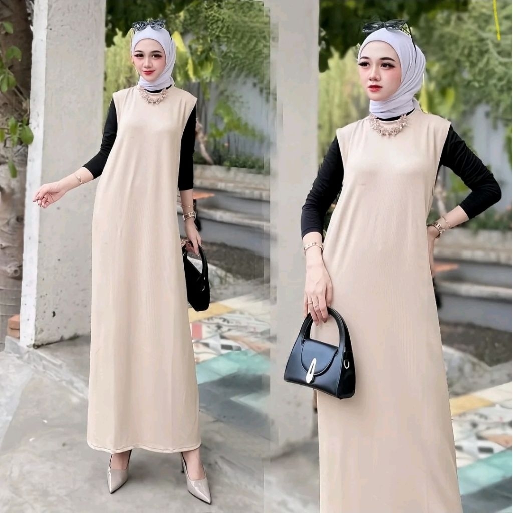 INNER DRESS SUPER KNIT RIB/ INNER DRESS SPAN KNIT Inner Dress Rajut Knit Tebal Nyaman Dipakai