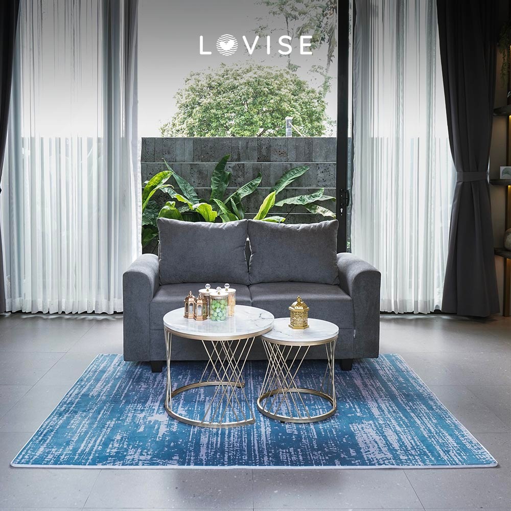 LOVISE Sofa Ruang Tamu Minimalis Sofa Mahalona 2 Seat Bludru Anti Cakar Kucing - Skandinavian 2 Dudu