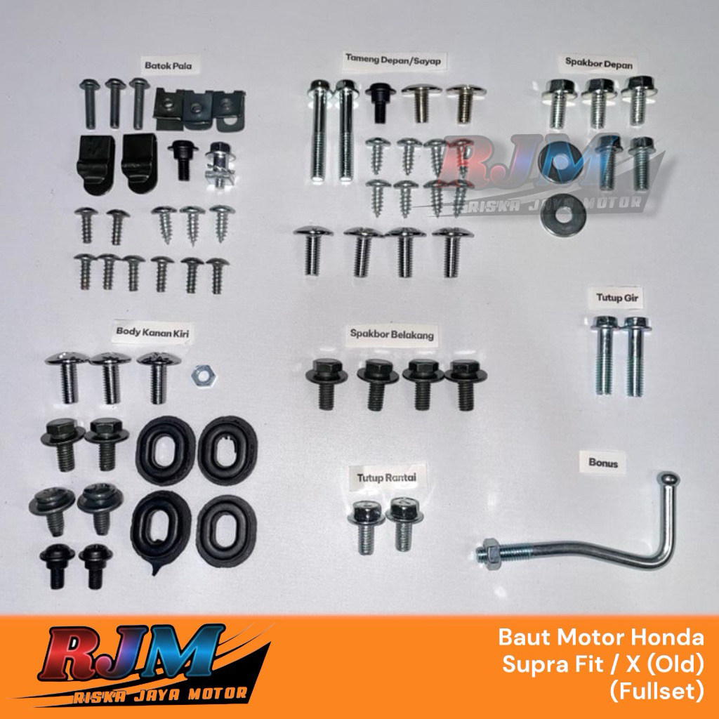 Baut Body Supra Fit Lama Full Set / Baut Motor Supra X Lama Lengkap