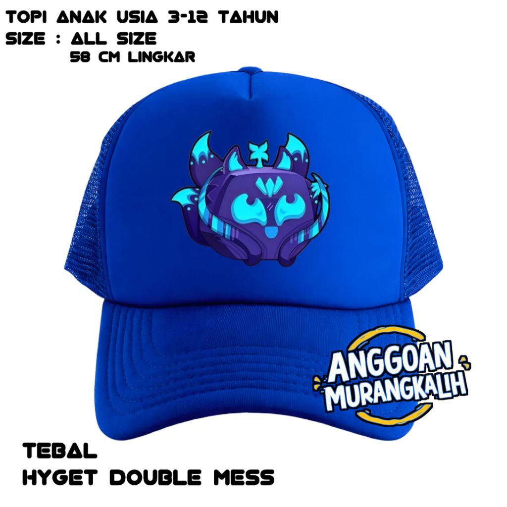 Topi anak trucker Kitsune Blox Fruit karakter - Topi jaring anak
