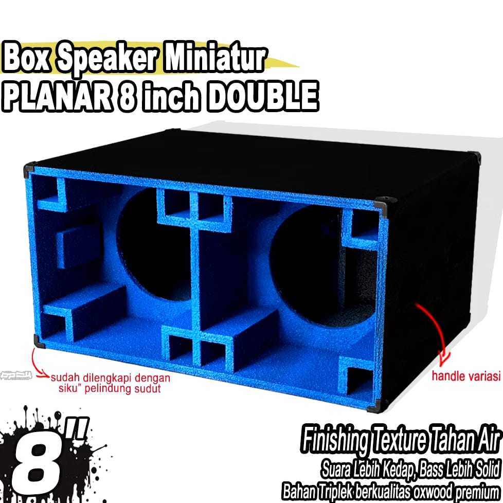 Box Speaker Miniatur PLANAR 8 INCH Double Texture BIRU